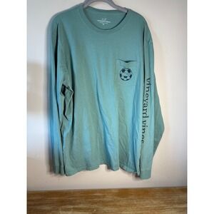 Vineyard Vines‎ Mens XL Long Sleeve Soccer Ball Whale T-Shirt Seafoam Green